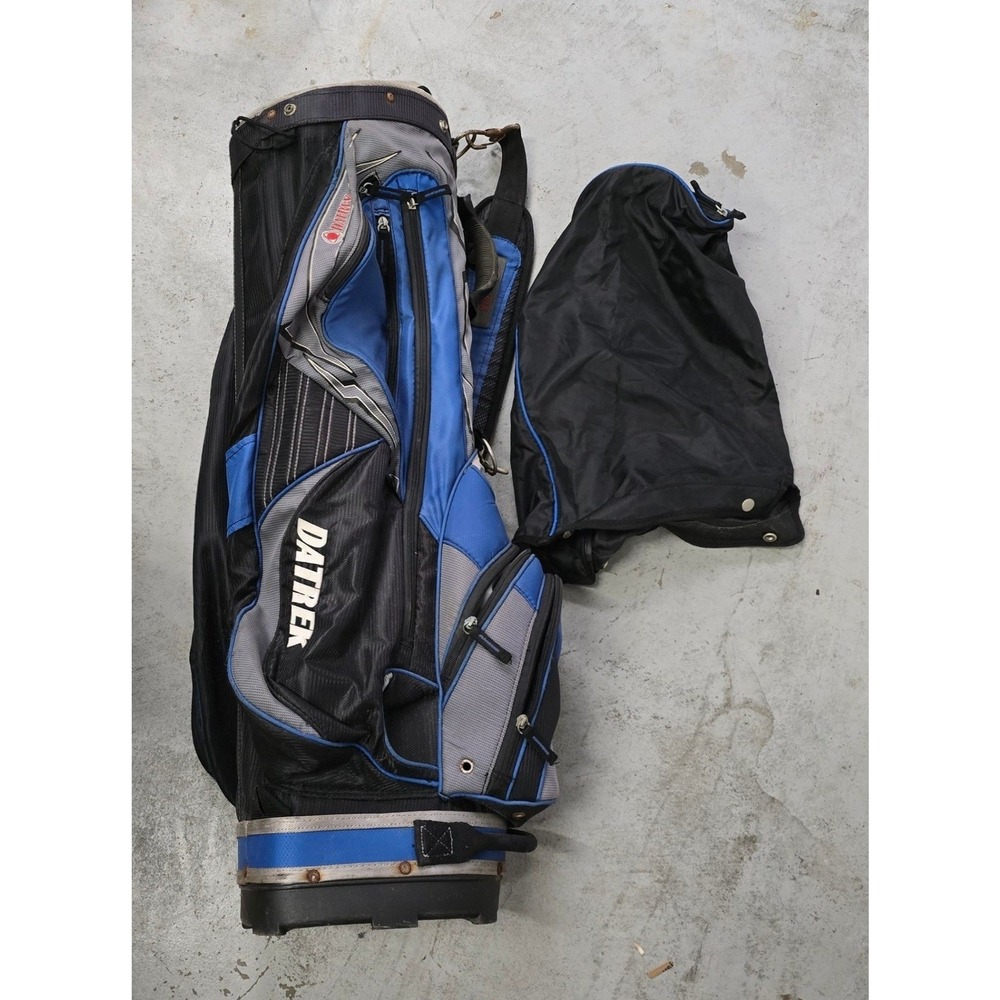 Datrek Golf Cart Bag Blue Grey Black 14-Way Divider with Rain Hood